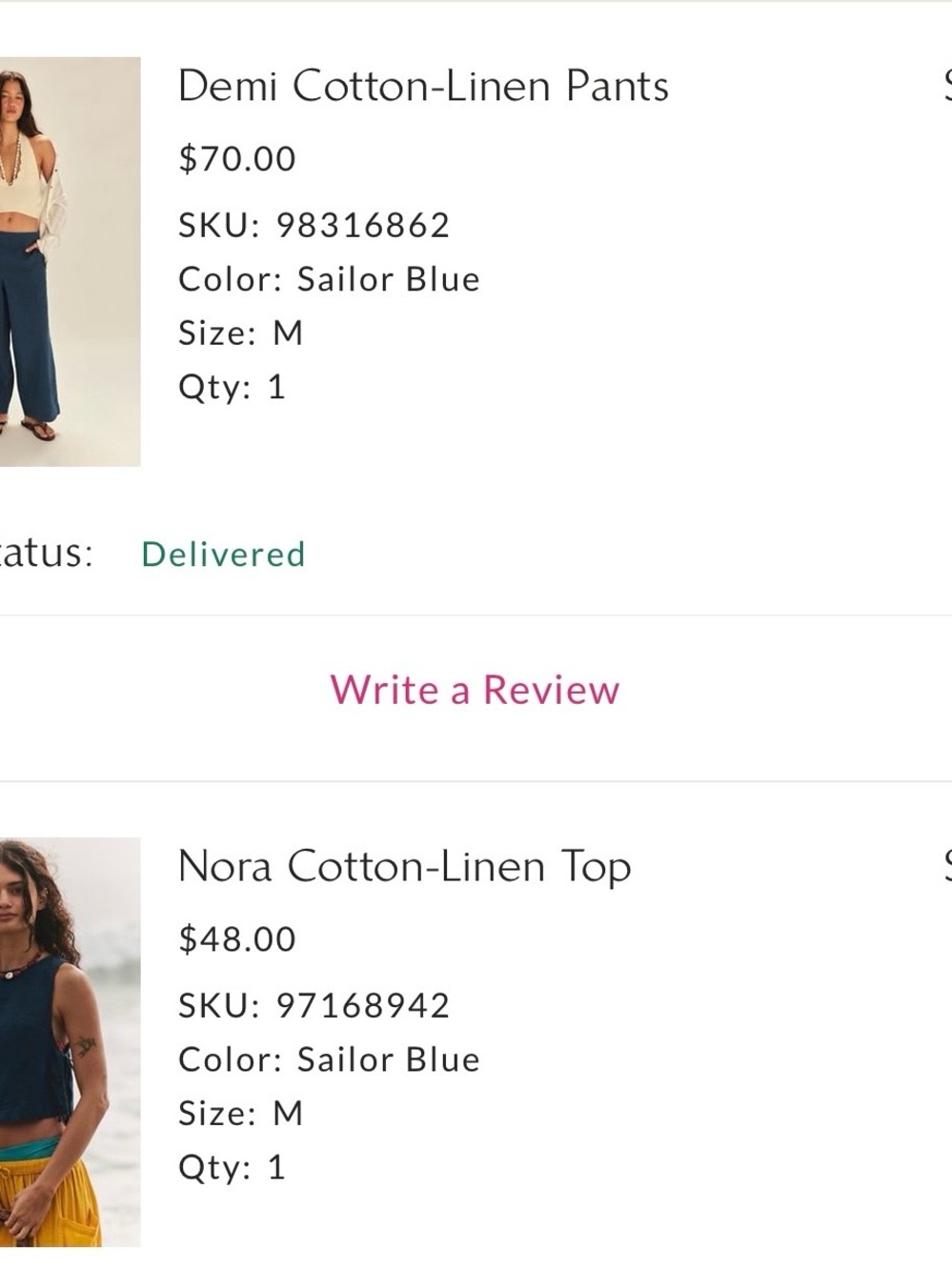 Free People Sailor Blue Cotton-Linen Set (Top & Pants)